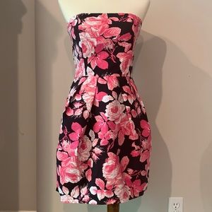 Forever 21 rose pattern strapless dress